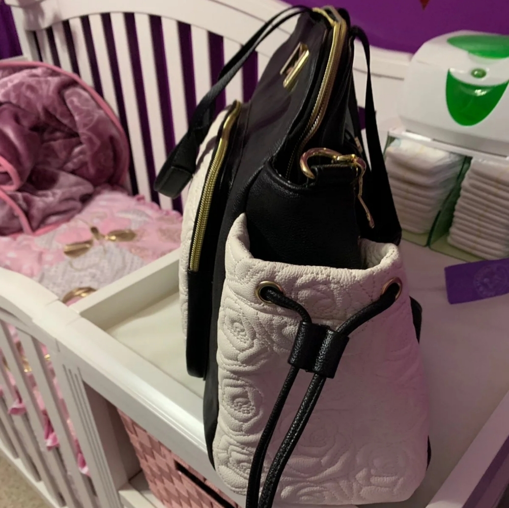 Keeping for now ✌️  Betsey Johnson • Black White Rose Embossed Diaper Bag - Picture 6 of 7